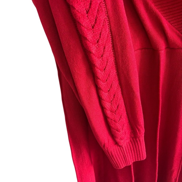 Dress Barn Sweater Dress 1X Red Pullover Long Sleeve Midi Holiday Party Festive - Picture 13 of 16